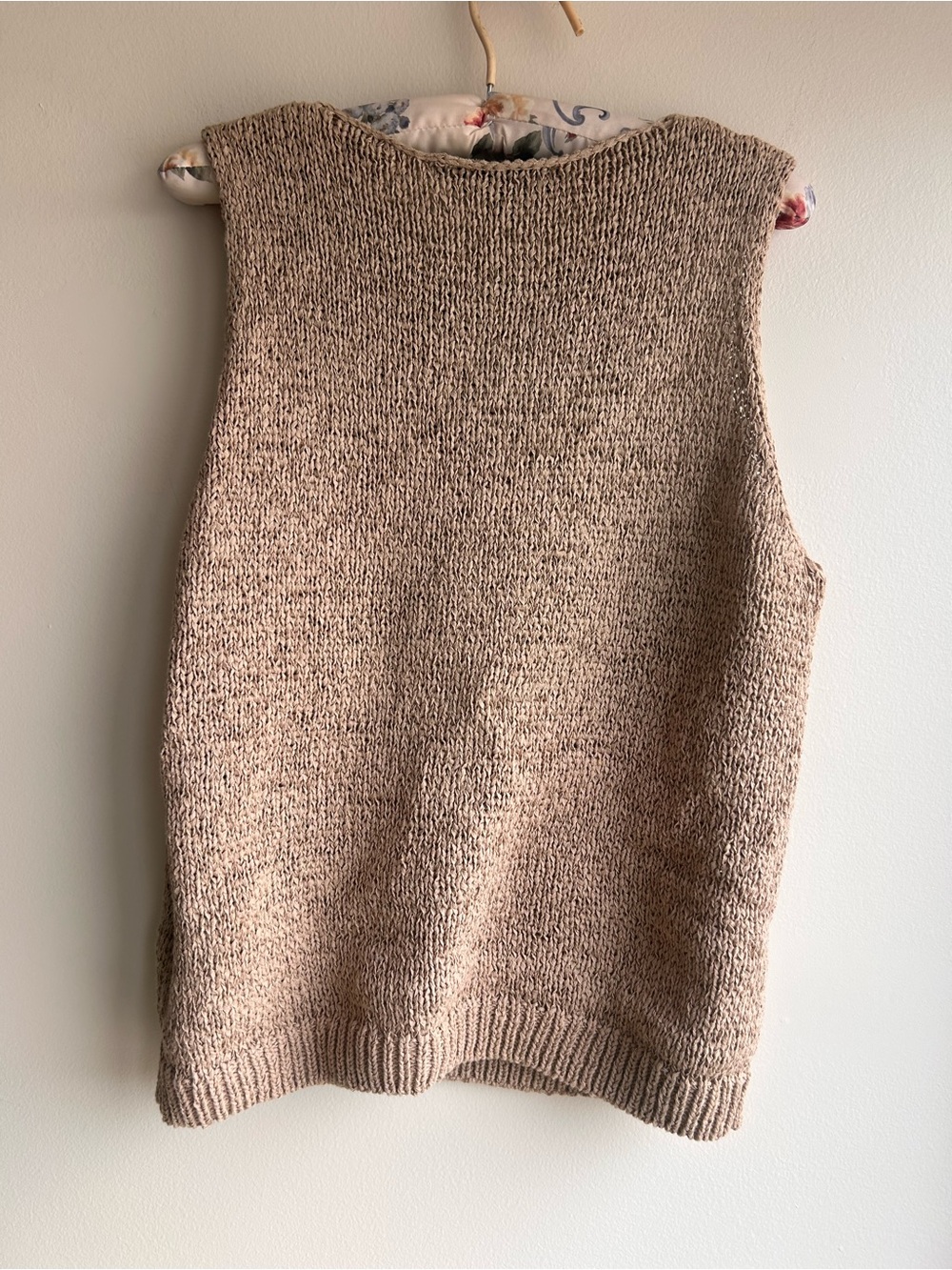 Classic Sleeveless Knit Sweater Vest in Beige - Picture 9 of 9